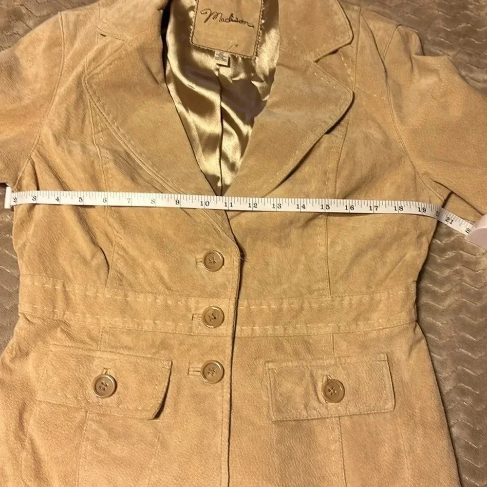 Madison Tan Suede Leather jacket Women’s 10 Stitch detail